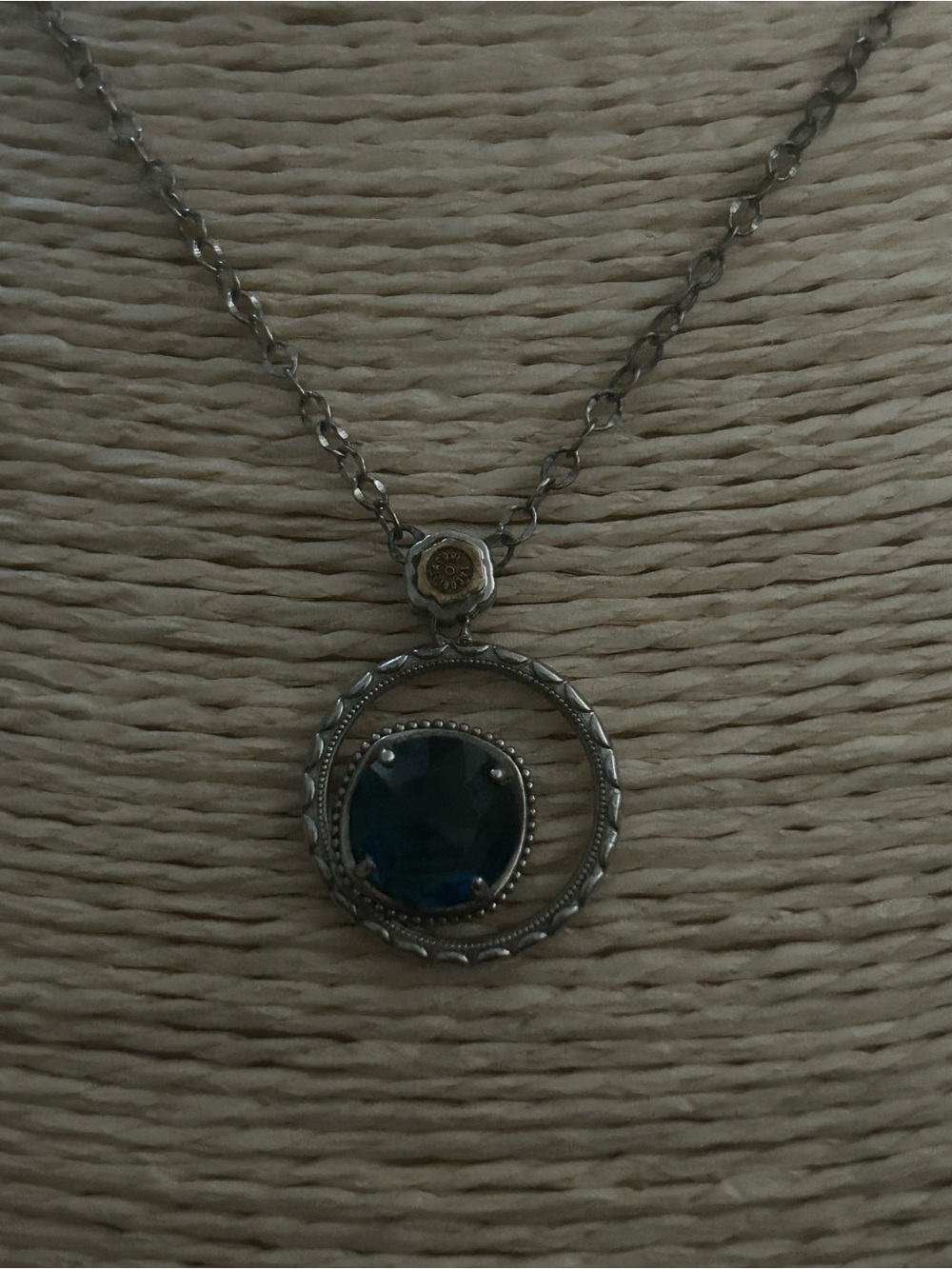 TACORI Silver Bloom London Blue Topaz 18" Necklace with Pendant 18K 925 Silver - Picture 2 of 6
